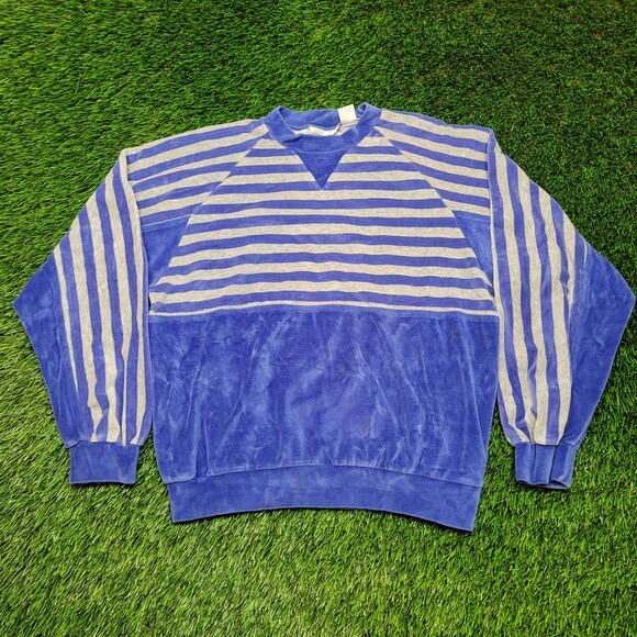 VTG 80s Velour Raglan Pullover Womens M Oversized Bracelet-Sleeve - Picture 1 of 11